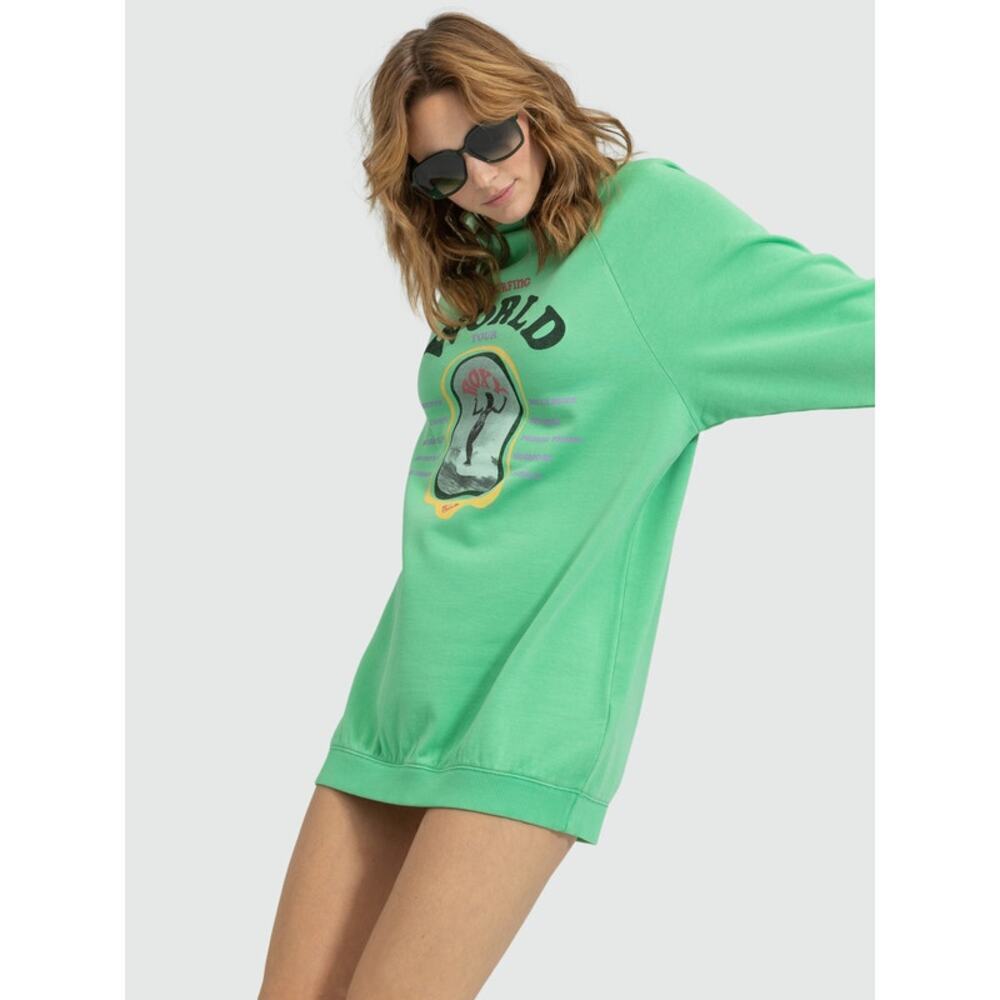 ROXY Women's Green Crew Neck Breaking Waves Sweatshirt Size XXL - Picture 3 of 8